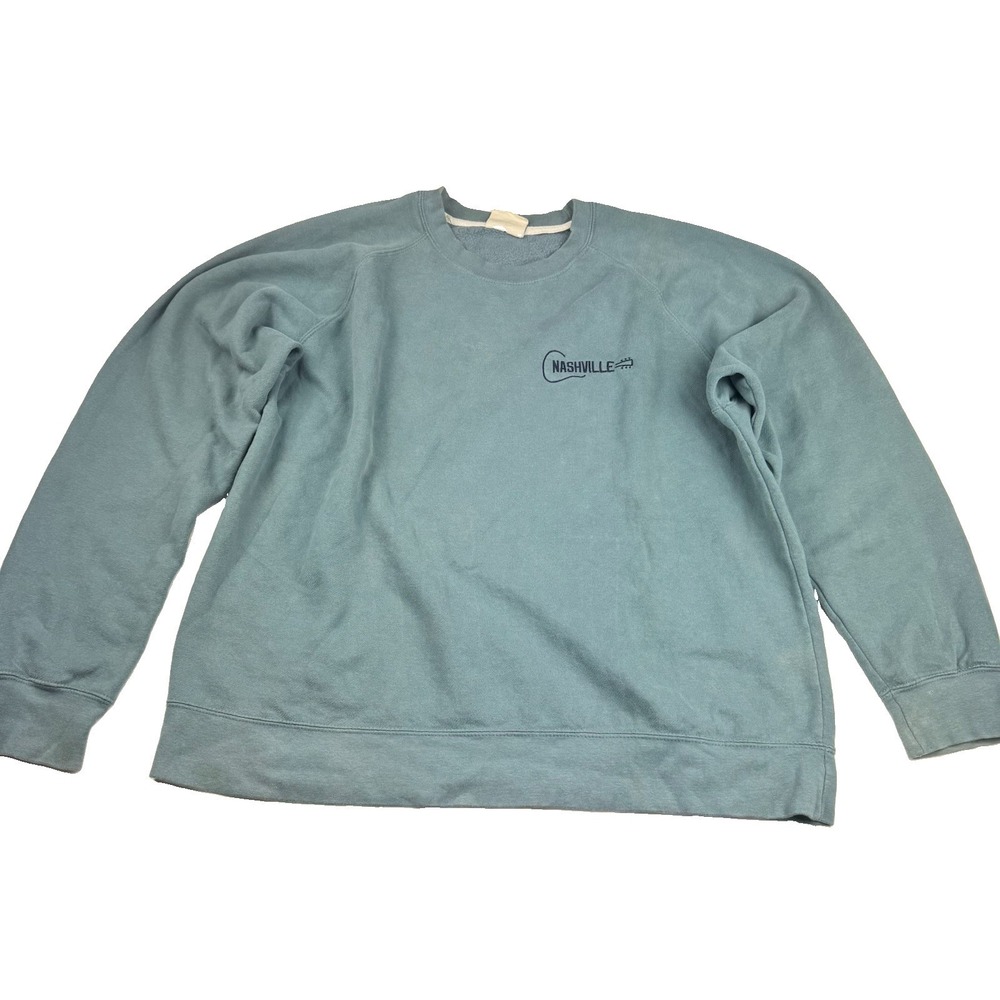 MV Sport Nashville Tennessee Guitar Crewneck Sweatshirt Blue Size L